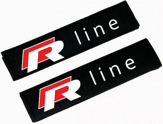 Μαξιλαράκια Ζώνης Αυτοκινήτου R-Line Μαύρο-Λευκό Μαύρα 2τμχ