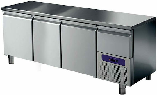Dominox Английски превод: Stainless Steel Refrigerator Counter 390лт with 3 Doors, 1 Drawer and Cooling Machine 0/+8°C L184xW70xH86см