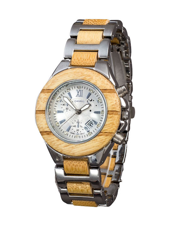 Bewell Palma Women's Watch with Wooden Bracelet