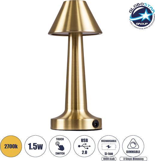 GloboStar Molly Metal Table Lamp LED with Gold Shade and Base