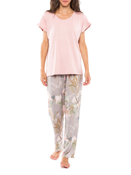 Pink Label Winter Damen Pyjama-Set Rosa