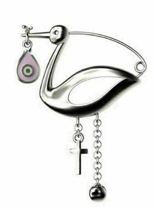 Paraxenies Child Safety Pin made of Silver with Cross for Girl