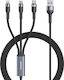 Joyroom S-1260G5 Geflochten USB zu Blitzschlag / Typ-C / Micro-USB Kabel Schwarz 1.2m