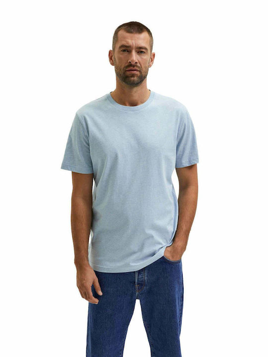 Selected Ανδρικό T-shirt Γαλάζιο Μονόχρωμο