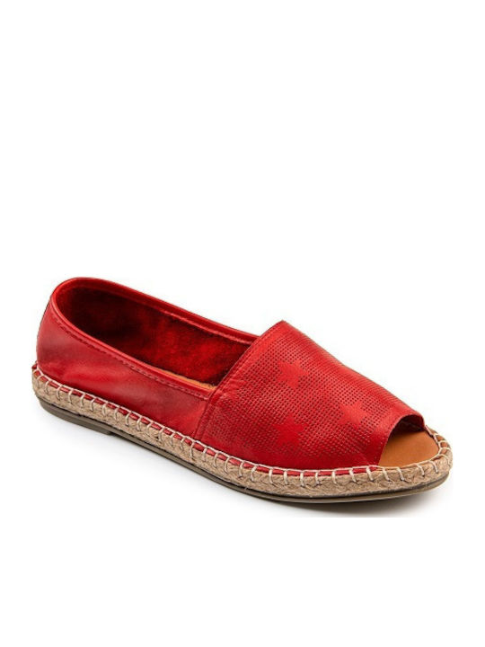 Women's Leather Espadrilles Red 98148 10-002