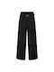Only Women's High-waisted Fabric Trousers in Wide Line Black