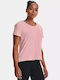 Under Armour Rush Energy Core Γυναικείο Αθλητικό T-shirt με V Λαιμόκοψη Ροζ
