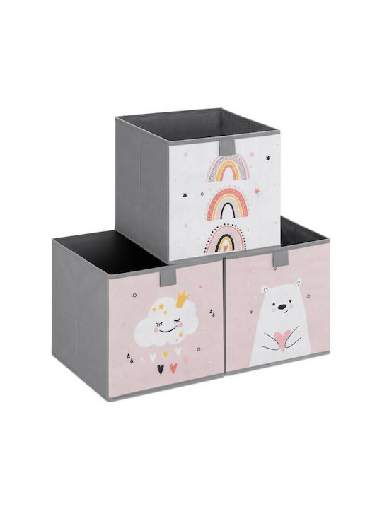 Navaris din Țesătură Animal Motif Roz 28x28x28cm 3buc