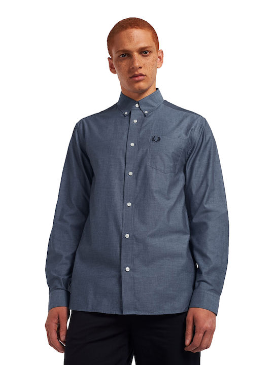 Fred Perry Men's Shirt Long Sleeve Cotton Navy ...