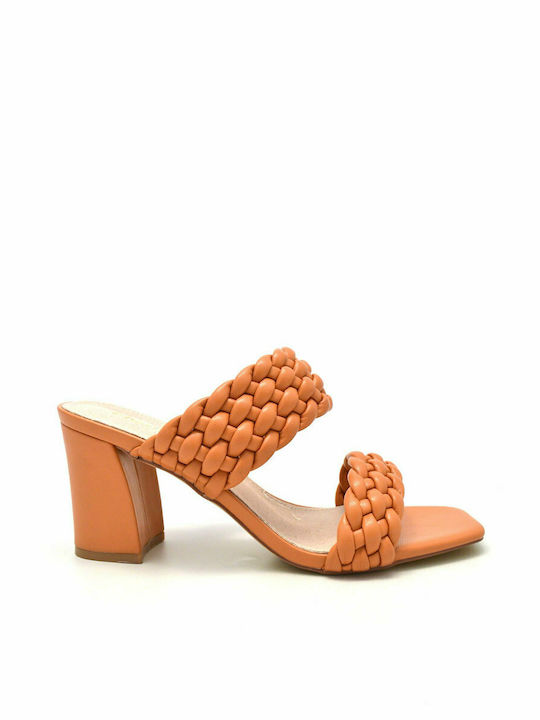 Envie Shoes Damen Sandalen mit Chunky mittlerem Absatz in Tabac Braun Farbe