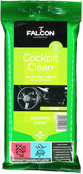 Falcon Wipes Cleaning 28τμχ for Interior Plastics - Dashboard with Scent Lemon Μαντηλάκια Καθαρισμού Ταμπλό Lemon 18064