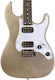 Jet Guitars JET Elektrische Gitarre Stratocaster mit HH Tonabnehmerkonfiguration Silver Sparkle
