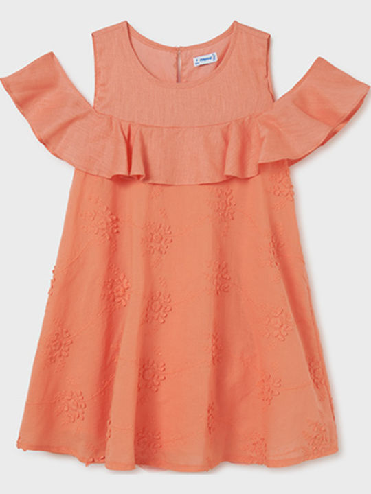 Mayoral Kinderkleid Ärmellos Leinen Orange