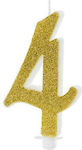 PartyDeco 46580 Birthday Candle Number "4" in Gold Color SCU4-4-019