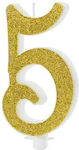 PartyDeco 46583 Birthday Candle Number "5" in Gold Color SCU4-5-019