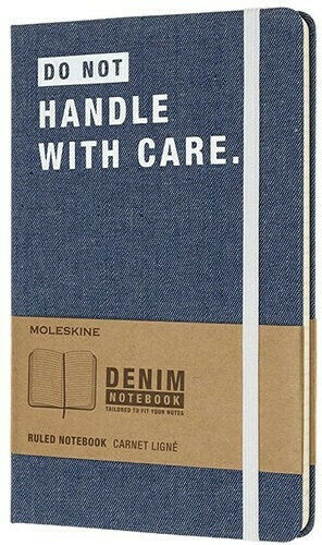 Moleskine Do Νot Handle With Care Σημειωματάριο 120 Φύλλων Ριγέ με Σκληρό Εξώφυλλο και Λάστιχο Μπλε