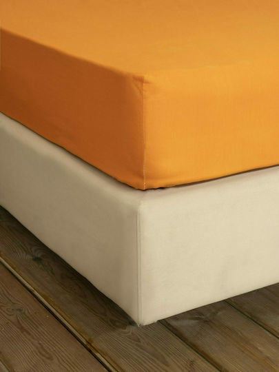 Nima Bettlaken Super-Doppel mit Gummiband 160x200+32cm. Unicolors Deep Orange