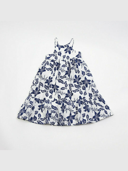 Trax Παιδικό Φόρεμα Floral Αμάνικο Μπλε