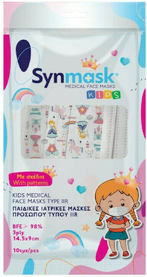 Syndesmos SynMask Disposable Surgical Mask Type IIR BFE ≥ 98% Kids White with Princesses 10pcs