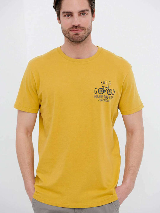 Funky Buddha Ανδρικό T-shirt Dirty Lime με Στάμπα