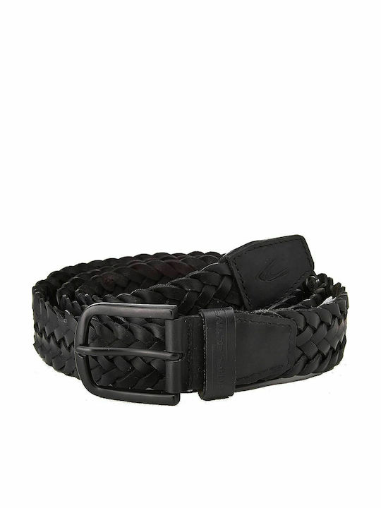Men's Belt Leather Knitted Black