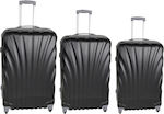 4teen-4ty ABS 20-743 Travel Suitcases Hard Black with 4 Wheels Set of 3pcs