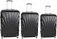 4teen-4ty ABS 20-743 Travel Suitcases Hard Black with 4 Wheels Set 3pcs