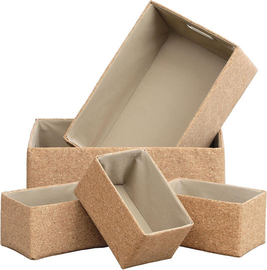Coș de Depozitare Plastic Bej 5buc