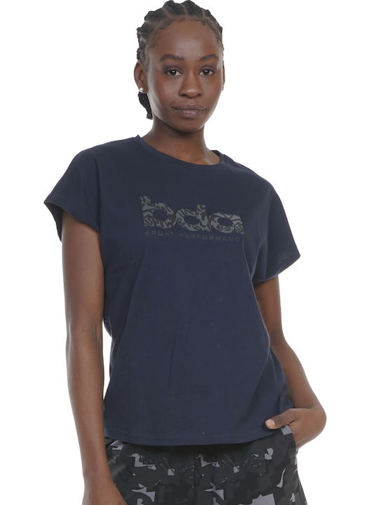 Body Action Γυναικείο T-shirt Blue/Grey με Στάμπα