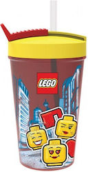 Lego Kids Plastic Water Bottle with Straw Multicolour