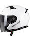 Pilot Hermes SV White Gloss Motorcycle Helmet Jet ECE 22.06 1400gr with Sunvisor