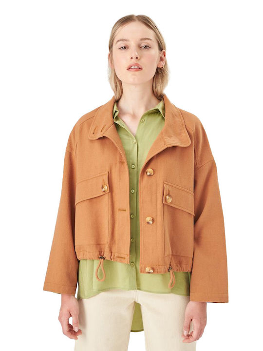 24 Colours Scurt Jachetă de femei Puffer pentru iarnă Maro