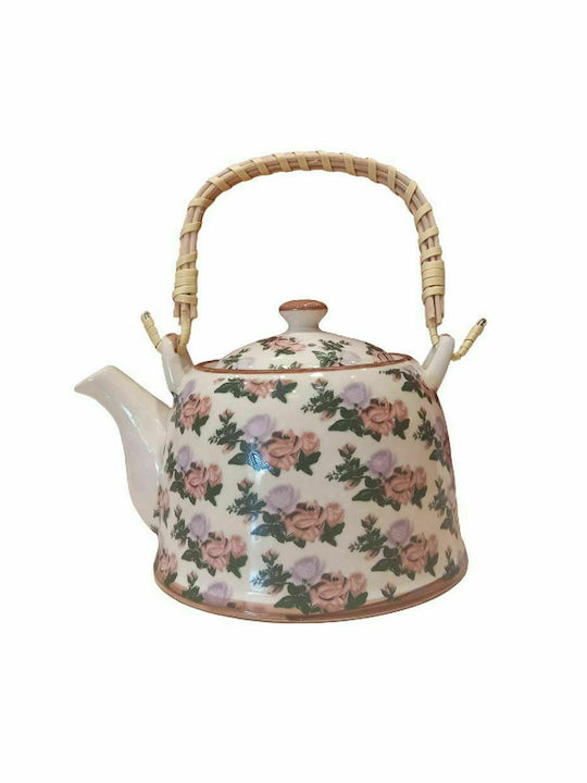 Teapot with Filter Porcelain Multicolored