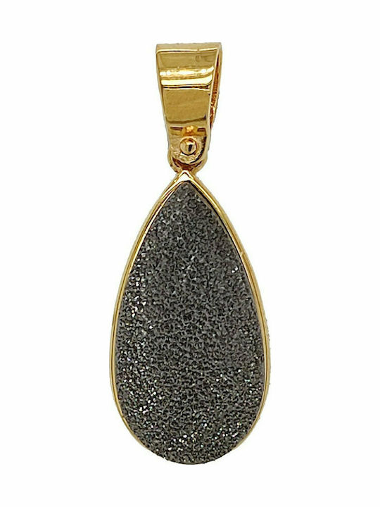 Mertzios.gr Charm Träne aus Vergoldetem Silber Schwarz