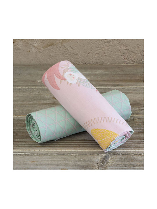 Nima Set Baby-Bettlaken Für Wiege Baumwolle Little Paradise Rosa 2Stück 70x110cm