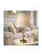 Karvounis Metall Tischlampe mit Beige Schirm und Braun Basis