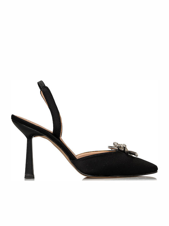 Envie Shoes Leather Heels with Stiletto Heel Black