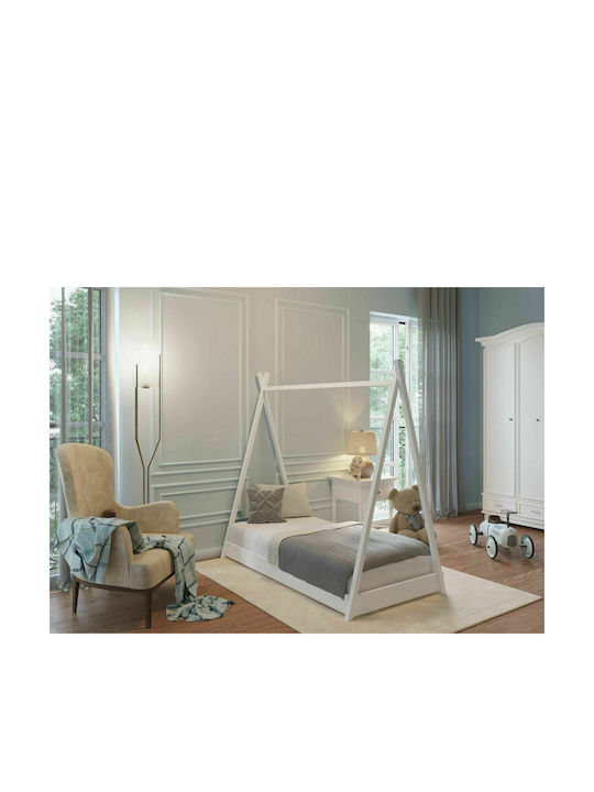 Παιδικό Κρεβάτι Τύπου Montessori Μονό με Στρώμα Apollon 2 70x140cm Λευκό Valeria