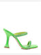 Sante Fabric Women's Sandals Green with Thin High Heel