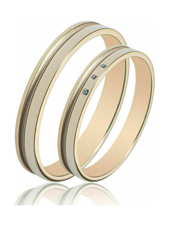 Maschio Femmina Sottile Wedding Ring of Yellow Gold 14K