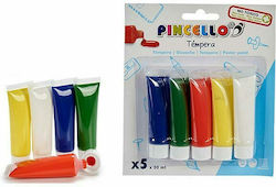 Pincello Tempera Colour Paint Tube 30ml Multicolour 5pcs