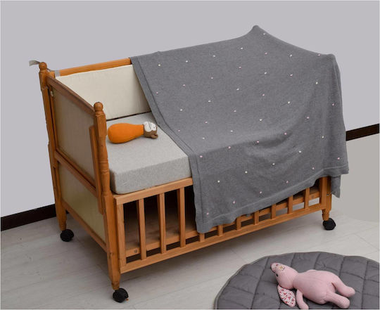 Liolios Home Decke Wickeltücher für Kinderzimmer Dotted Gray 80x100cm