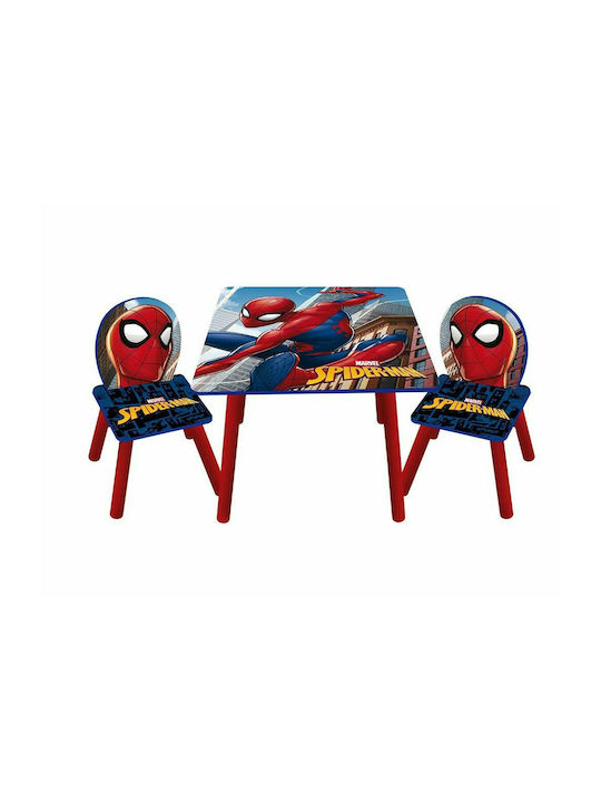 Spiderman Kids Table and Chairs Set made of Wood Blue