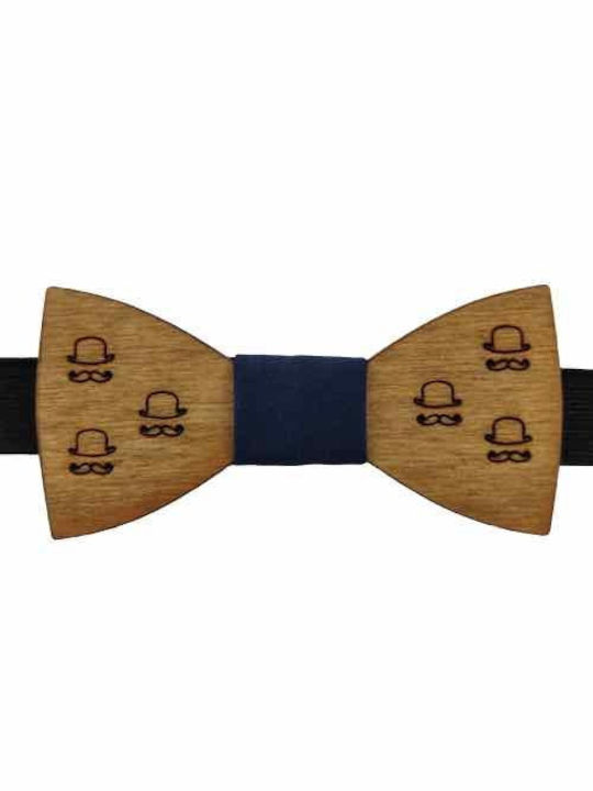 Men's Bow Tie Wooden Themes Edition Walnut Bow Tie Blue Bonjour Bebe "0018"