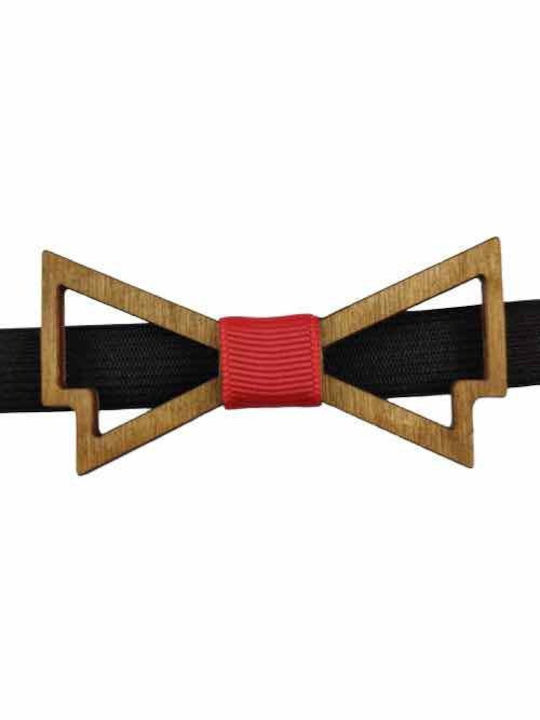 Men's Wooden Bow Tie Main Edition Walnut Bow Tie Red Bonjour Bebe "0008"