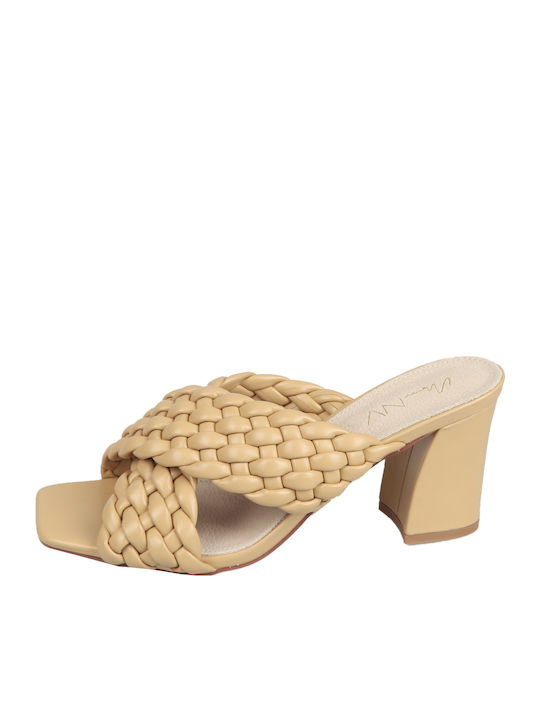 Envie Shoes Leather Mules with Chunky High Heel...