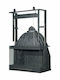 CHytiria Misailidi Τ-75 Panorama Kamin Innenbereich mit Tür Gusseisen Gray 87x52x140cm