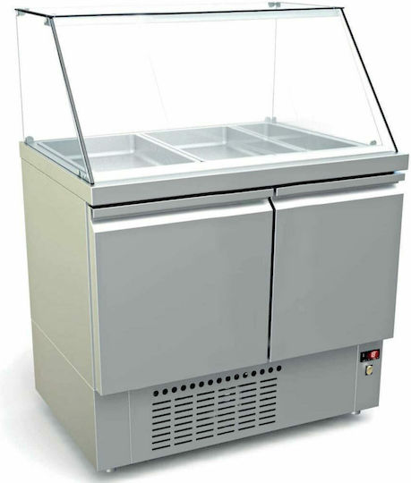 Dominox Edelstahl Kühltisch Salat mit 2 Türen und Kühlaggregat 0/+8°C L92xB70xH130cm