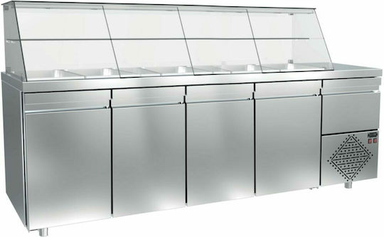Dominox Commercial Salad Refrigerator with 4 Doors and Drawer 0/+8°C L230xD70xH130cm