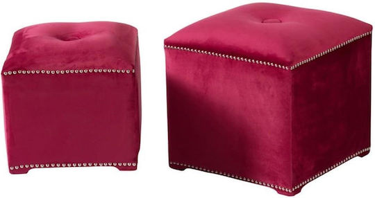 Hocker Für das Wohnzimmer Thopsam Bordeaux 2Stück 48x48x48cm Hocker Für das Wohnzimmer Thopsam Bordeaux 2Stück 48x48x48cm